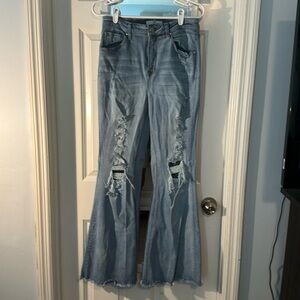 Risen high waisted size 13 distressed flare leg jeans
